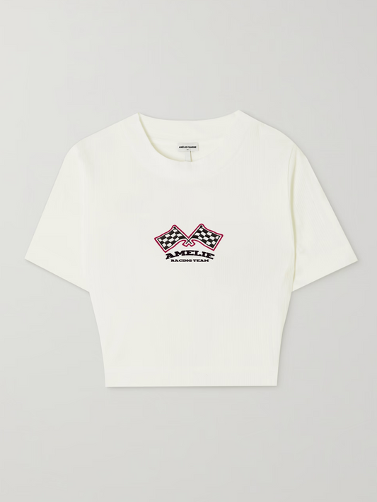 Charme Racing Flag Crop Tee