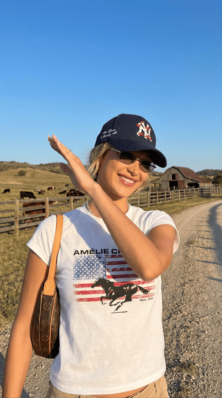 Amelie Retro Sport Tee - Amelie Charme