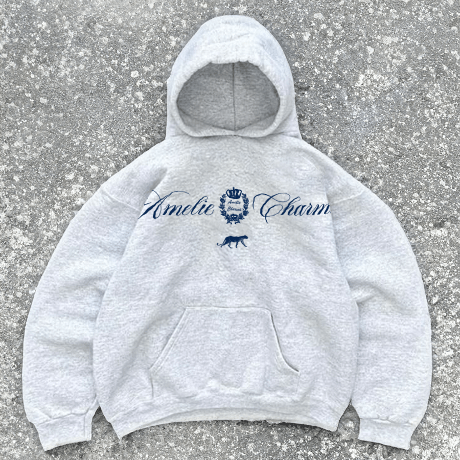 Charme Panthére Crest Hoodie In Sporting Grey - Amelie Charme