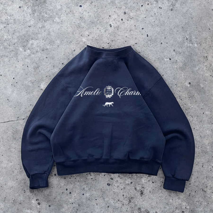 Panthere Crest Navy Sweatshirt - Amelie Charme
